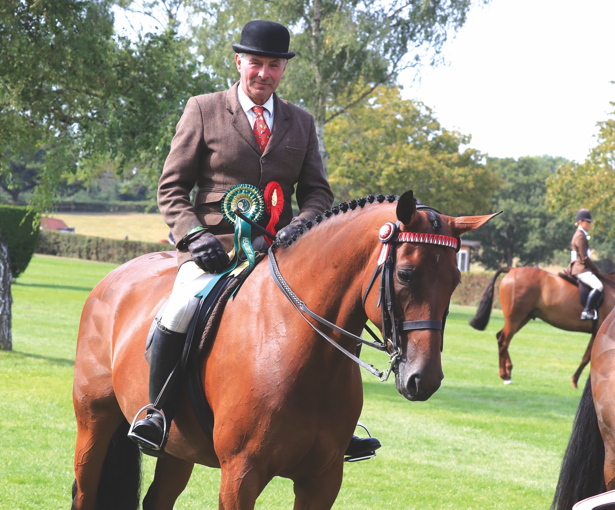 Edward Young on a bay horse 