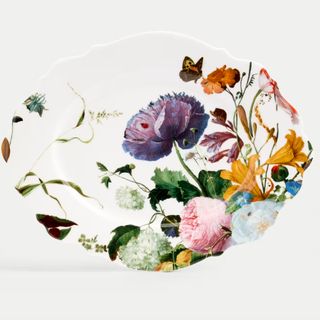 White platter with decorative floral pattern