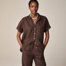 J.Crew brown linen shirt