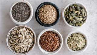 Different seeds in bowls