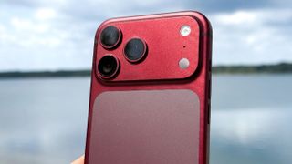 iPhone 17 Pro Max in red.