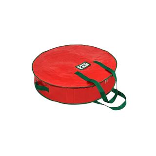 Red and green round Christmas Wreath Storage Bag