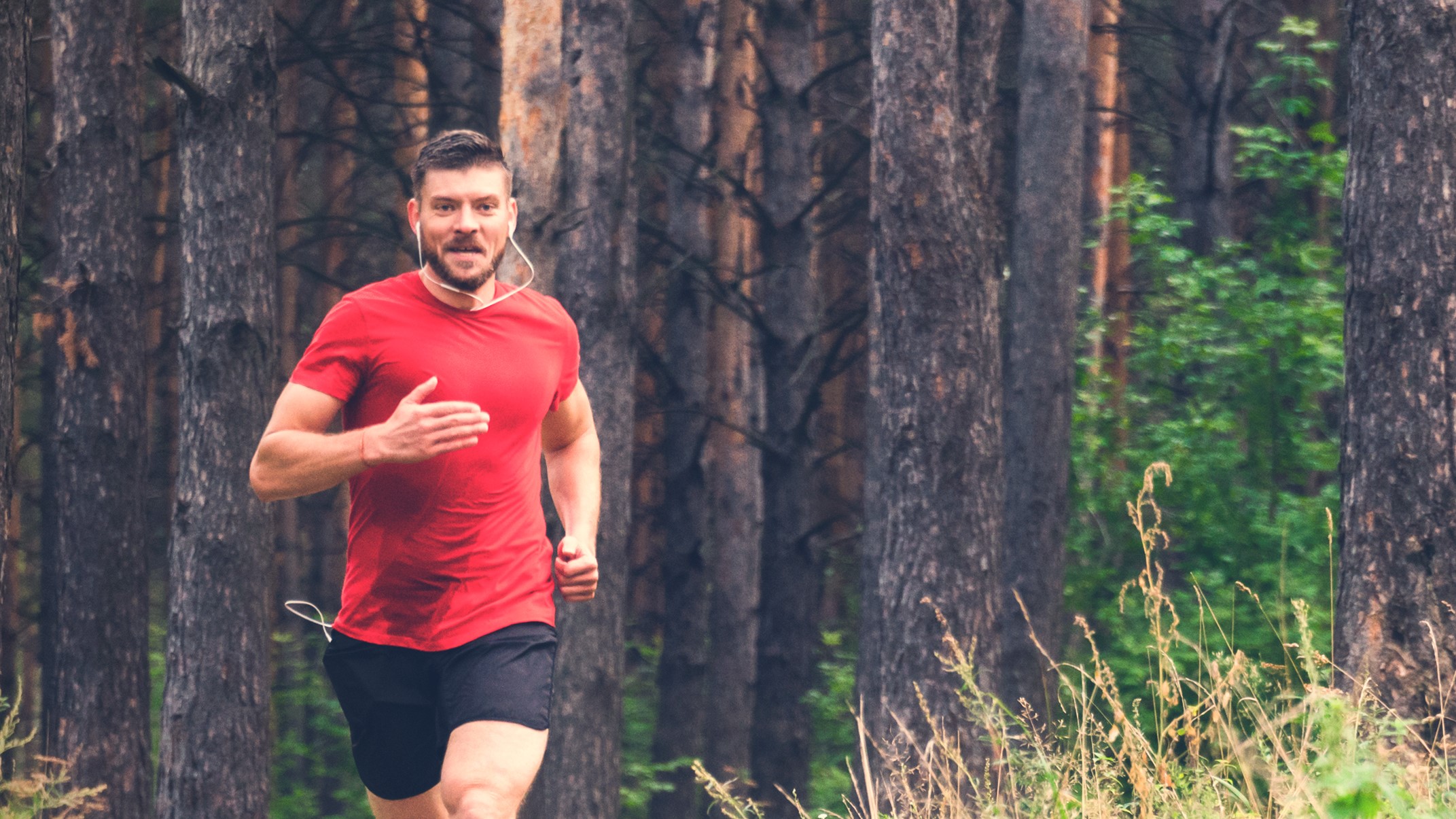 Man running in the woods