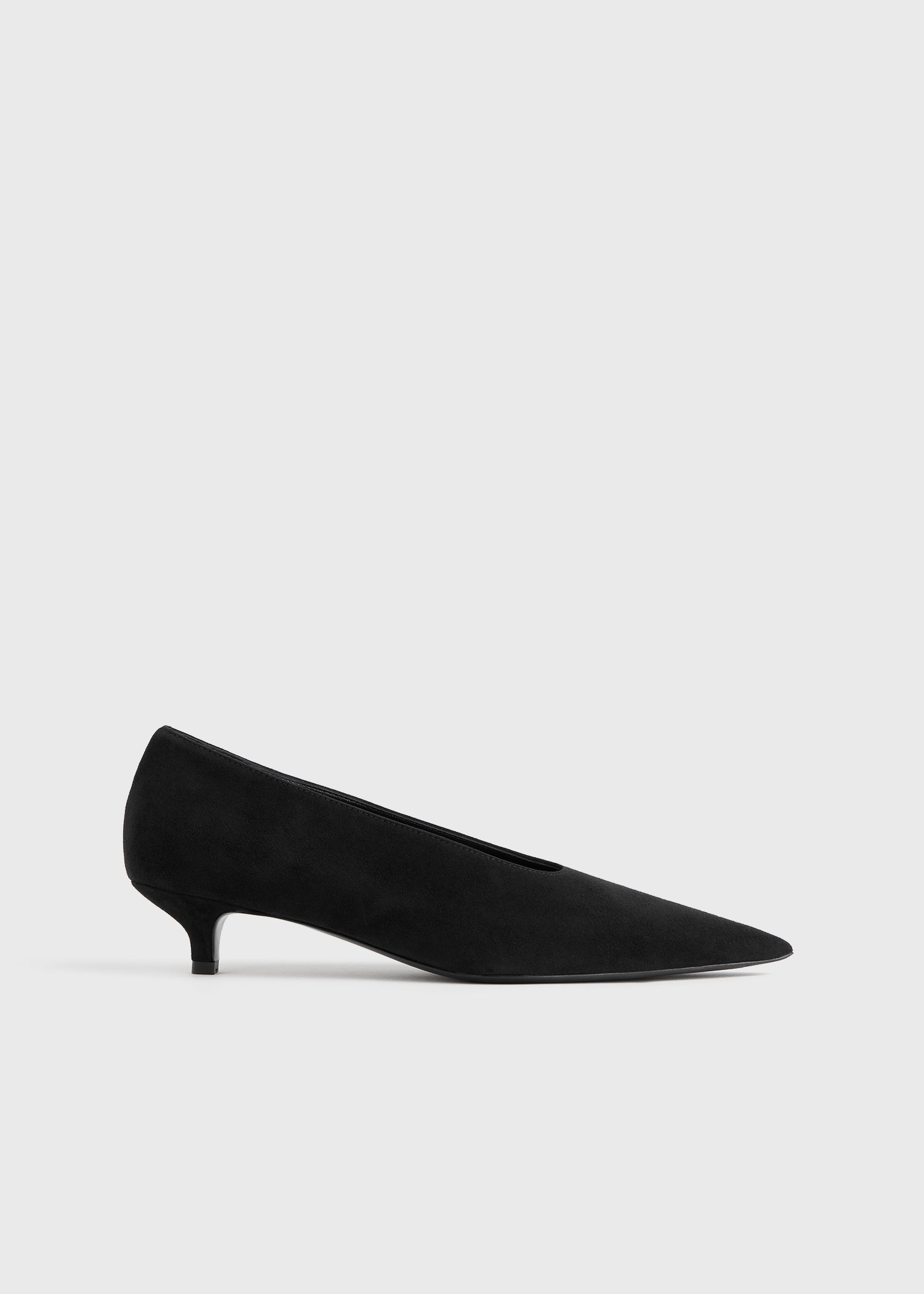 Sharp Suede Kitten Pumps Black - 35