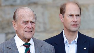 Prince Philip, Duke of Edinburgh and Prince Edward, Earl of Wessex attend the start of Sophie, Countess of Wessex's Diamond Challenge cycle ride