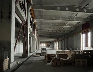 Inside an empty warehouse