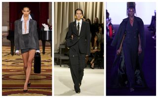 Fall 2024 runway corporate clothes trend LaQuan Smith, Schiaparelli, Sergio Hudson