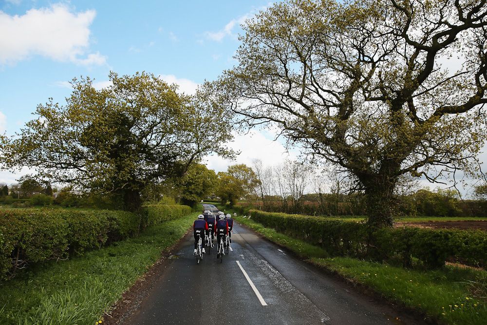 The Wiggins team in action on a training ride ahead of the Tour de Yorkshire