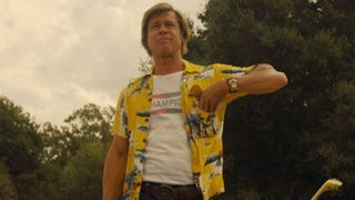 Brad Pitt stands tall in Spahn Ranch in Once Upon a Time in Hollywood