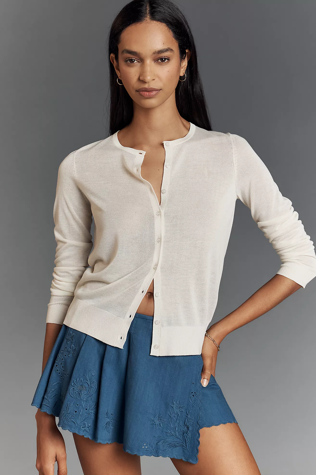 By Anthropologie Fitted Sheer Cardigan