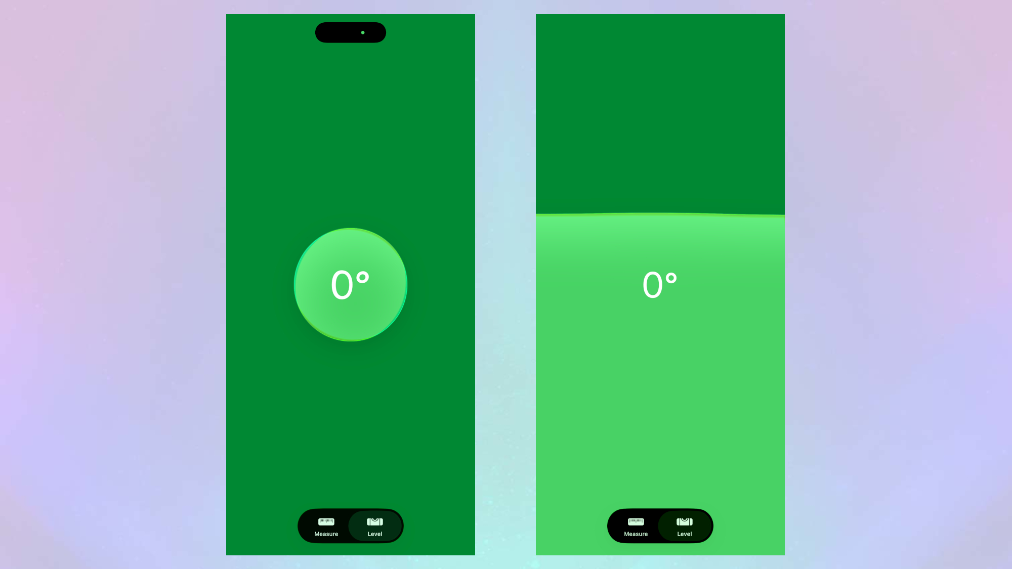 iPhone spirit level measurement types