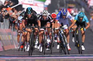 Geraint Thomas pipped Thibaut Pinot for third place on the Giro's fourth stage.