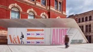 'Alice: Curious and Curioser' decals at V&A's Exhibition Road Quarter, designed by Hingston Studio
