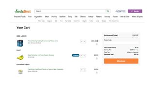 FreshDirect review: Image shows cart with selected products from the website.