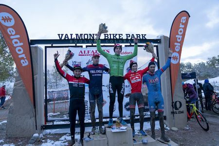The podium of day two of the 2018 US Open of Cyclocross, topped by Brannan Fix