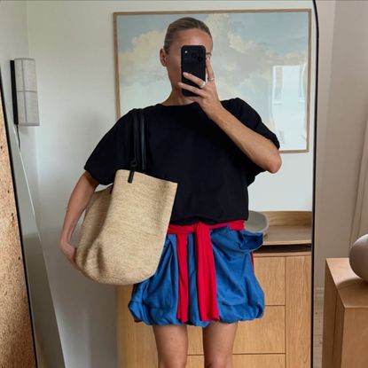 red and blue outfit