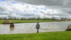 William Fox-Pitt at the MARS Lake Fences (9AB & 10AB), while walking the MARS Badminton Horse Trials cross country course with Eric Winter