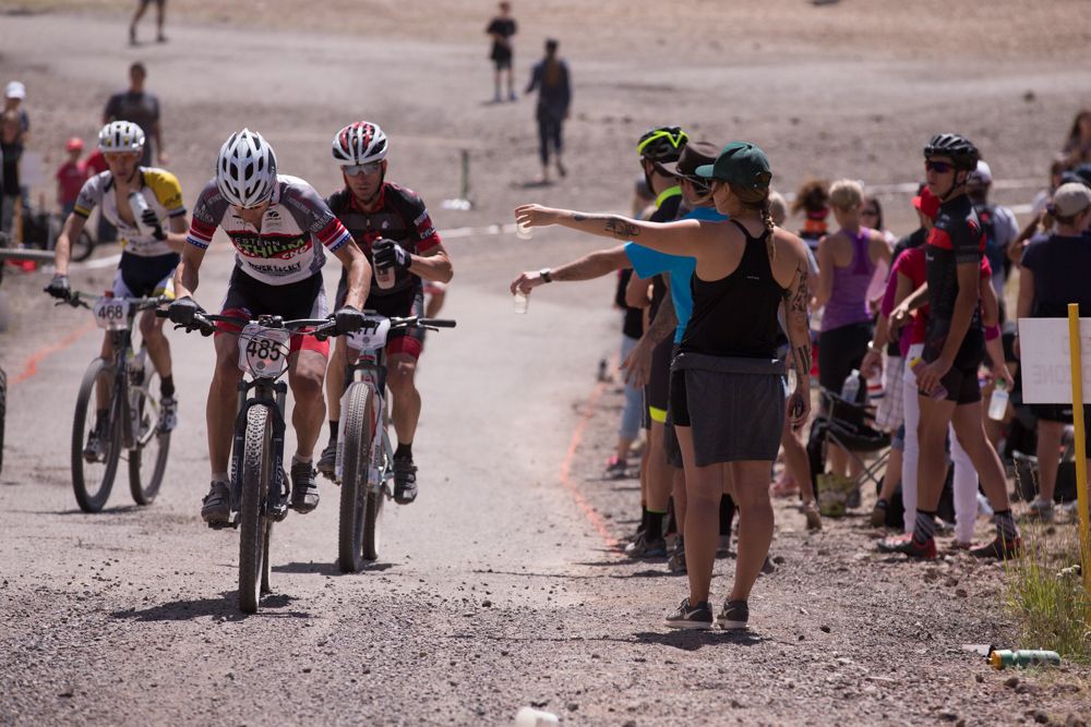 The cross country feed zone, a critical component of racing in heat at altitude, was set up as a unique left-hand feed.