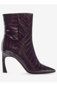 Express Faux Leather Comma Heel Booties $78 $39 | Express