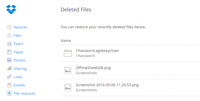 recover deleted dropbox