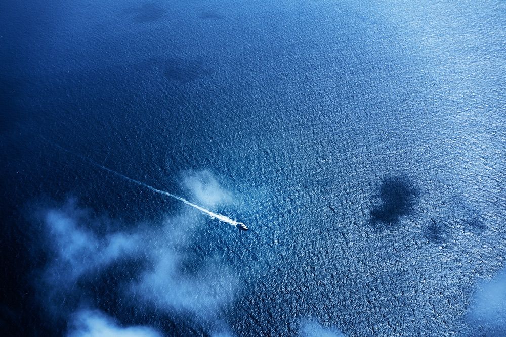 Speed boat on the tropical sea, Seychelles.