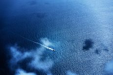 Speed boat on the tropical sea, Seychelles.