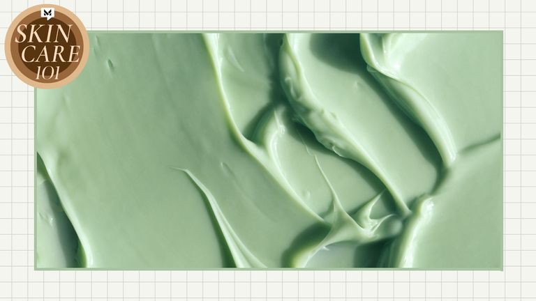 close-up of pastel turquoise cream/paste to signify skincare cream