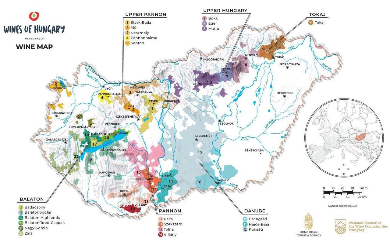 Map of Hungary wine regions
