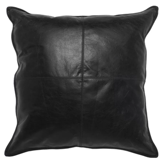 black leather throw pillow