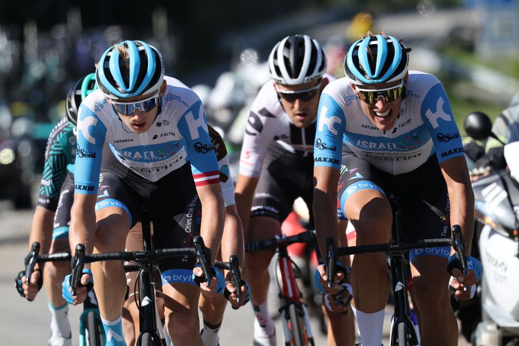 Team Israel Academy rider Germanys Nils Politt R and Team Israel Academy rider Latvias Krists Neilands ride at the front fo the race during the 4th stage of the 107th edition of the Tour de France cycling race 157 km between Sisteron and OrcieresMerlette on September 1 2020 Photo by KENZO TRIBOUILLARD AFP Photo by KENZO TRIBOUILLARDAFP via Getty Images
