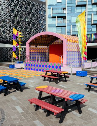 Yinka Ilori’s colourful pop-up at London’s Greenwich Peninsula