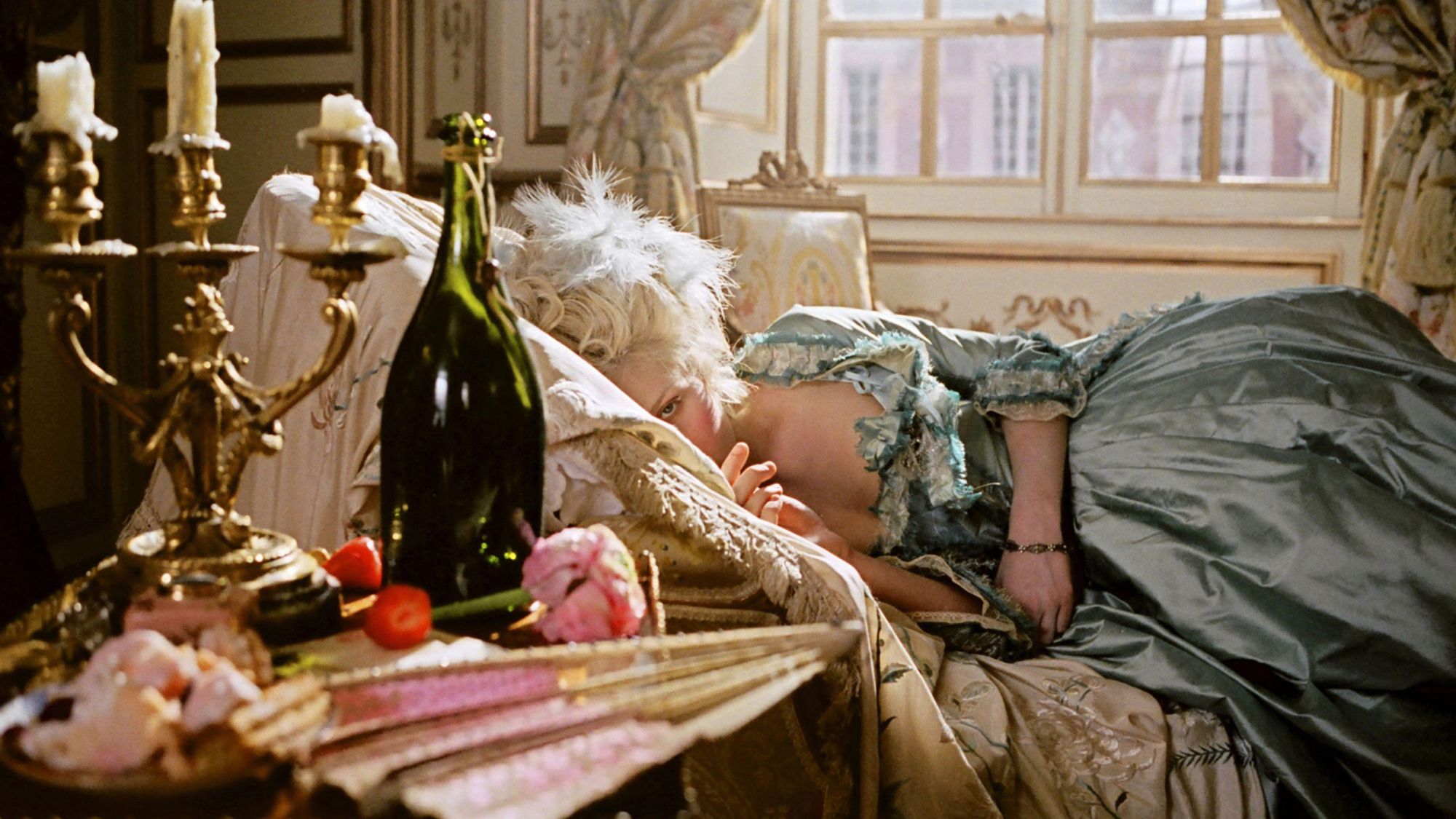 Kirsten Dunst as Marie Antoinette surrounded by lavish luxury in Sofia Coppola&rsquo;s film, illustrating why does nothing feel as good anymore.