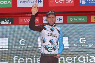 Romain Bardet on the podium after stage 11 of the Vuelta a España