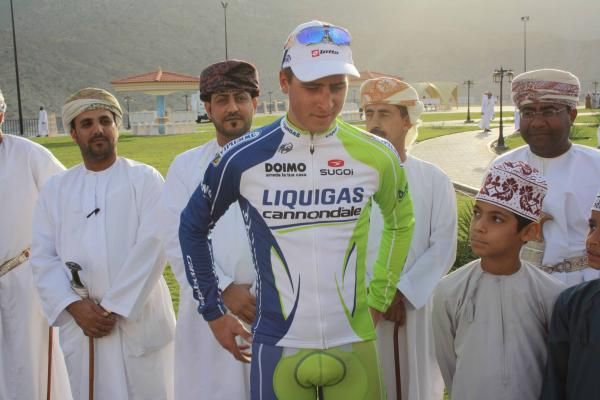 Peter Sagan (Liquigas-Cannondale) awaits the awards ceremony