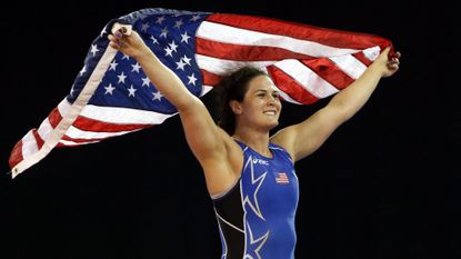 Adeline Gray Holding USA Flag