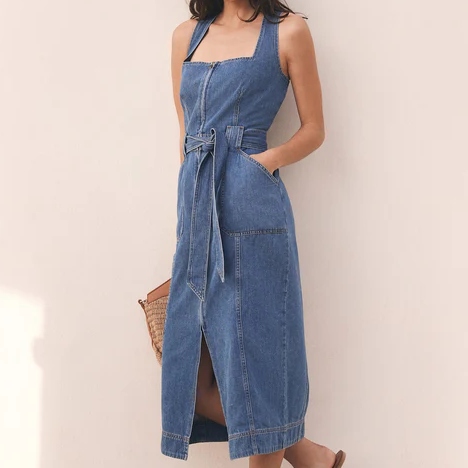 Mint Velvet Denim Belted Dress