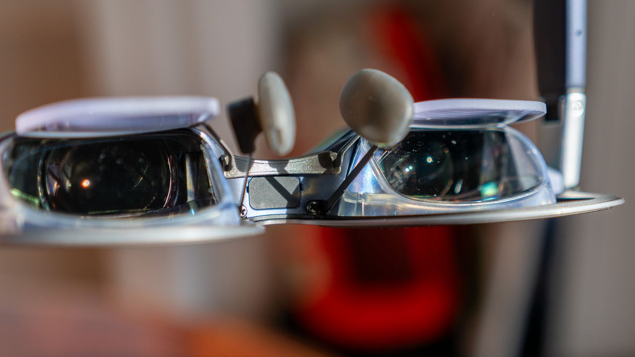 Xreal 1S lenses and the nose rest from the underside