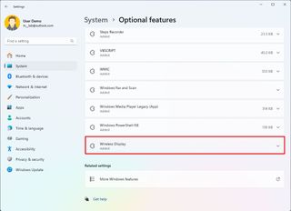 Wireless Display feature installed