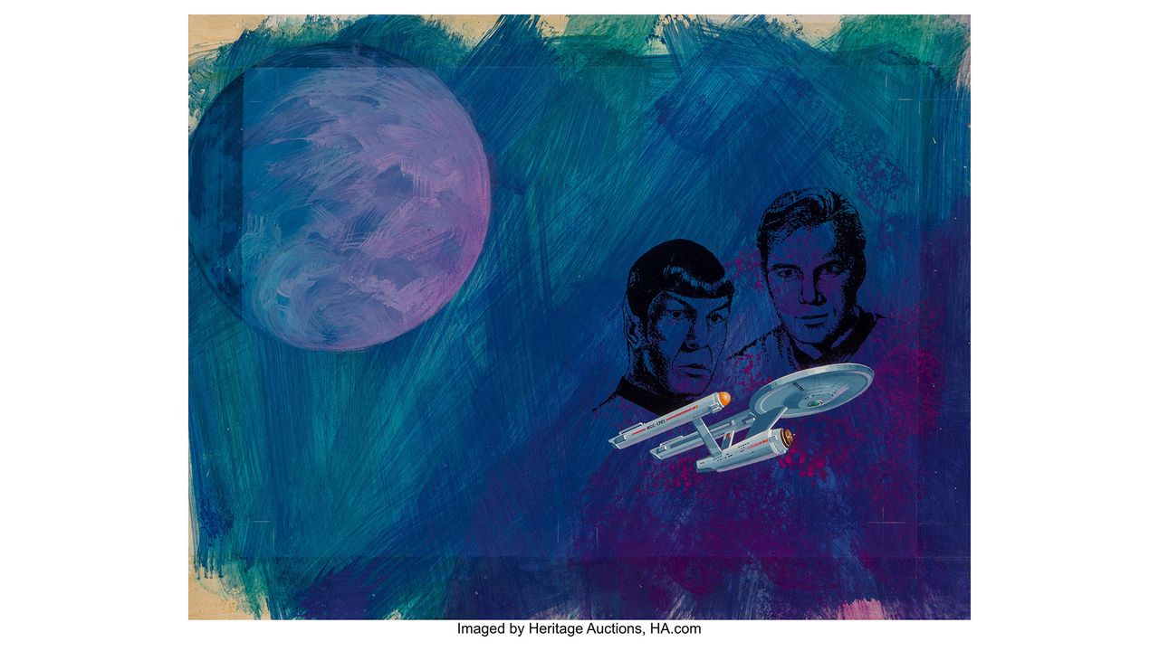 This "Star Trek: Mission to Horatius" book cover (1968) was sold at auction in April 2019.