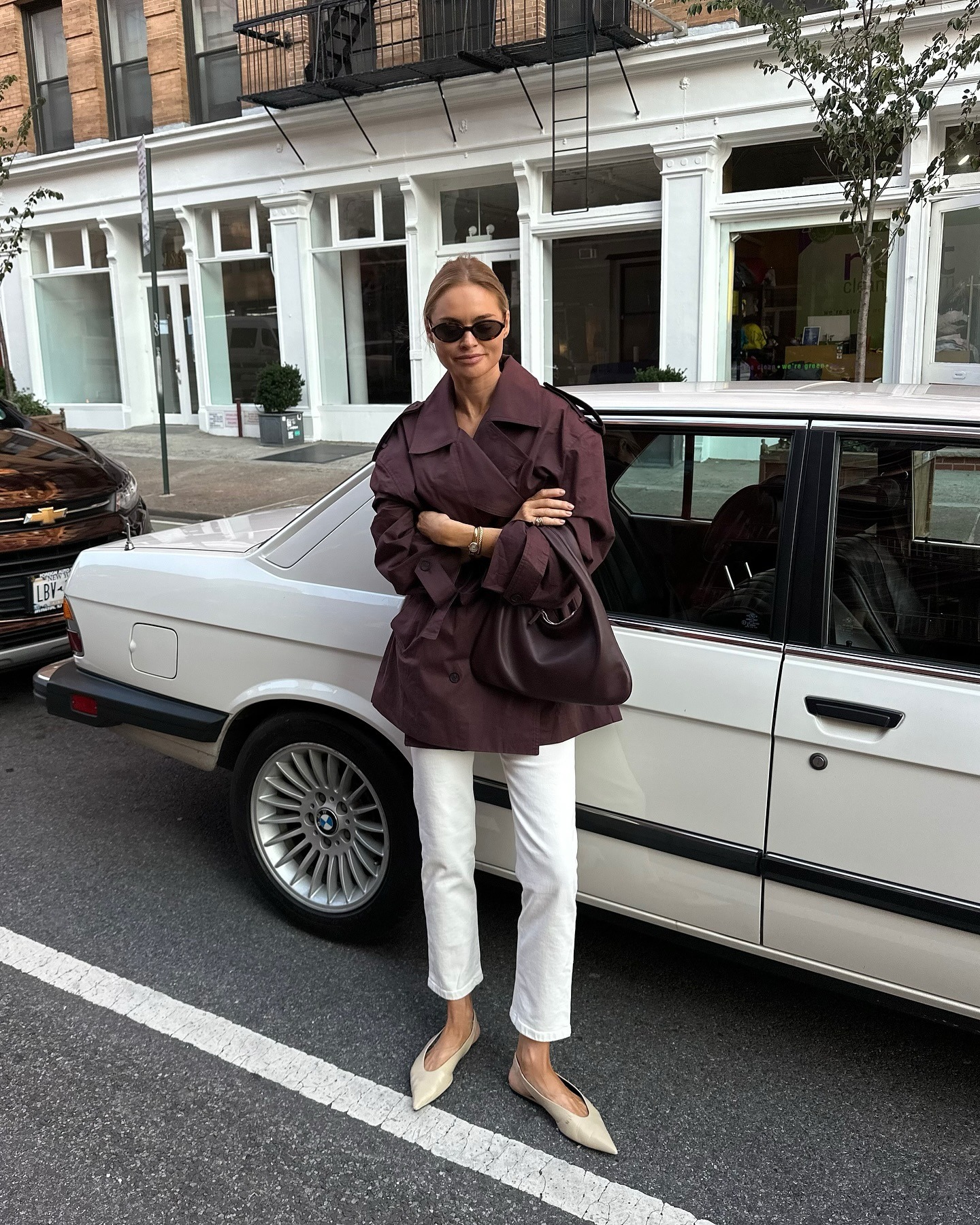 White denim outfit