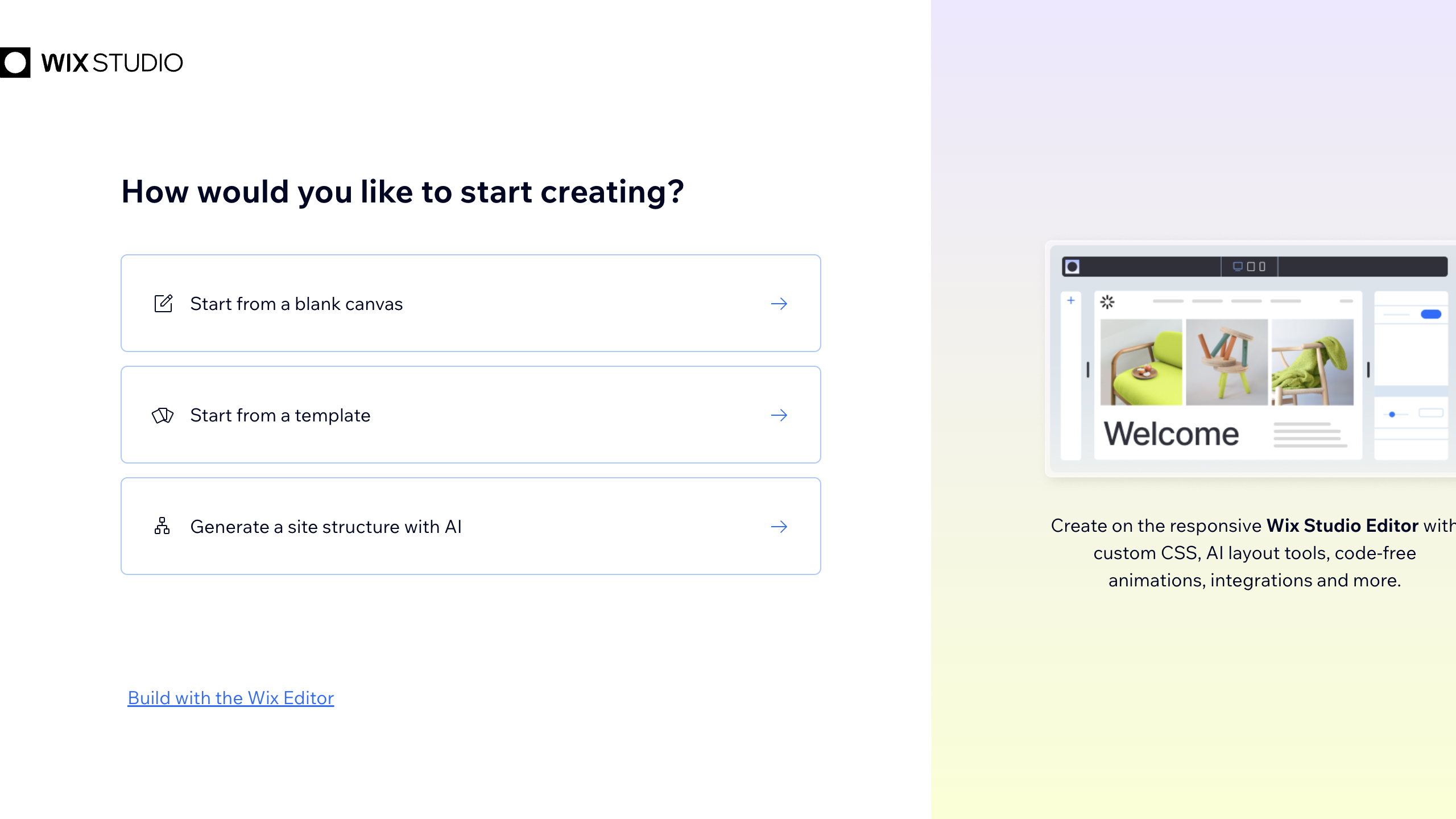 Screenshot of Wix Studio interface