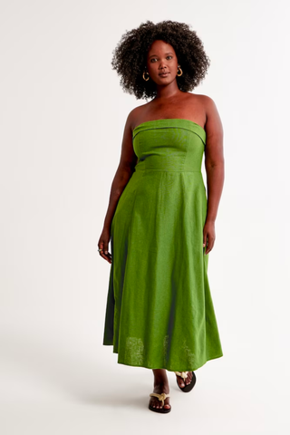 Best Summer Dresses | Abercrombie & Fitch Strapless Linen-Blend Midi Dress