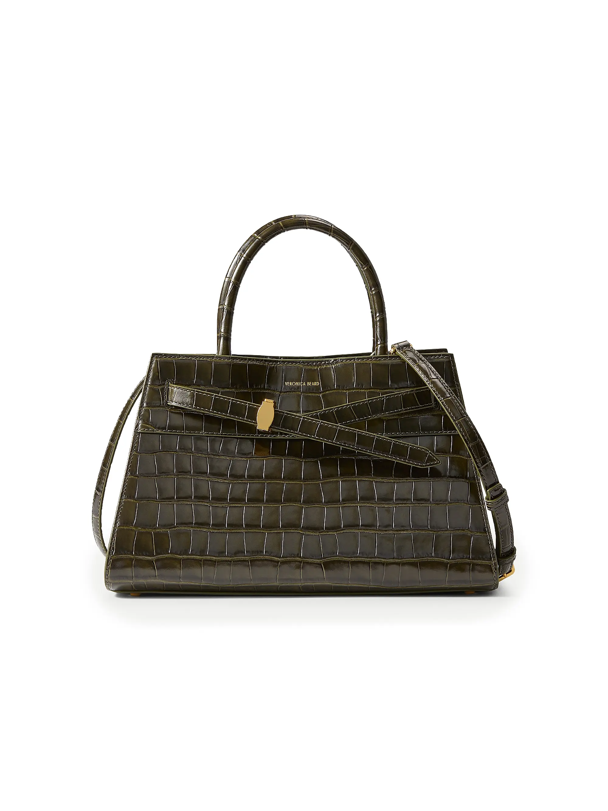 Croc-Embossed Leather Top Handle Bag