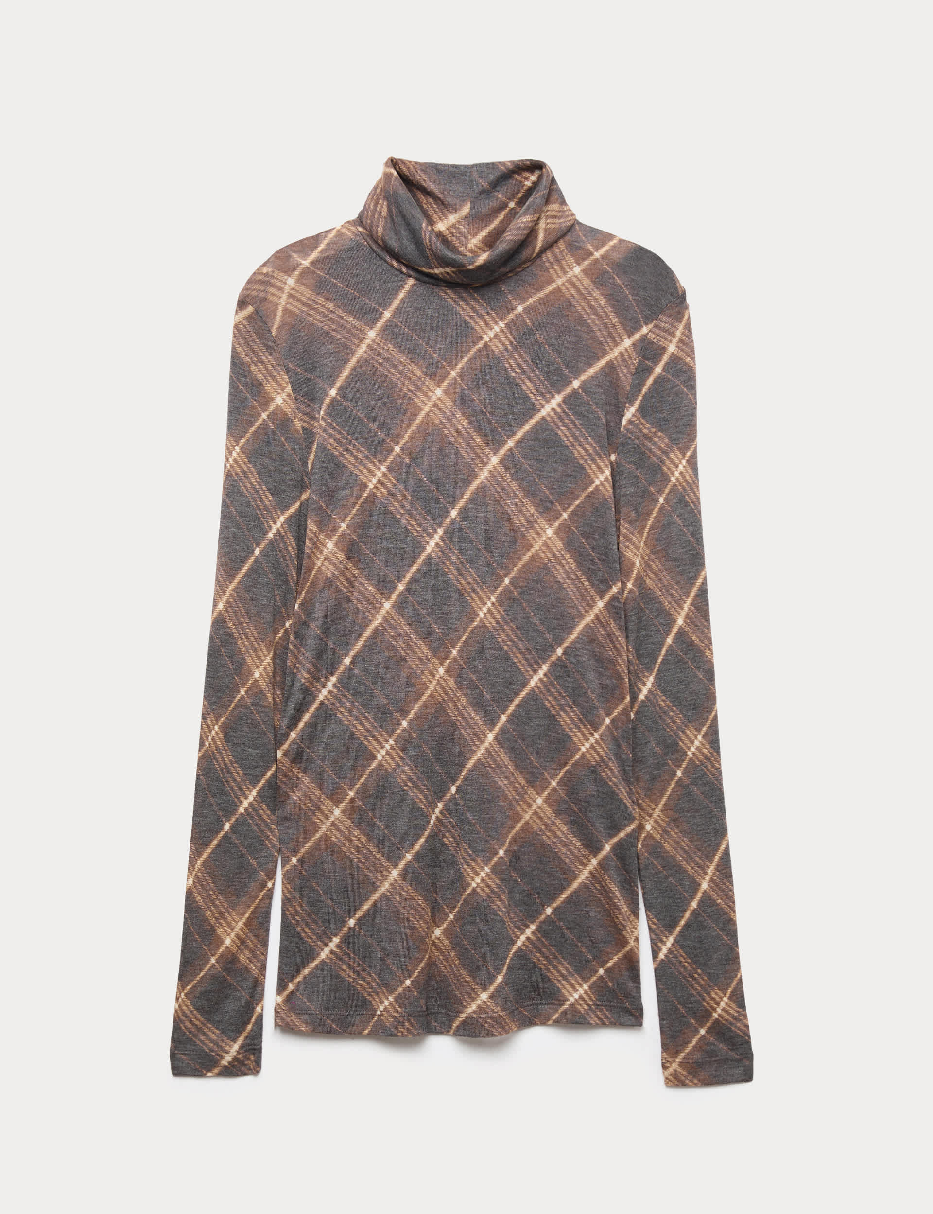 Funnel Neck Long Sleeve Slim Fit Top With Wool