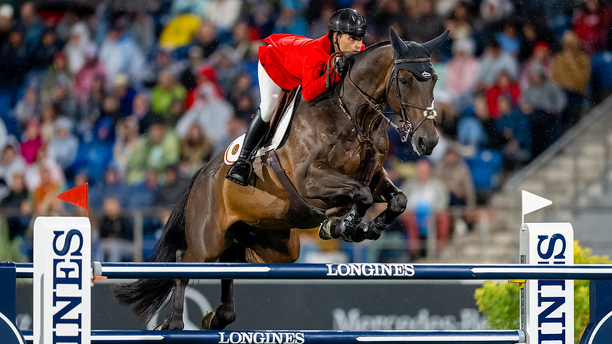 Abdel Sa&iuml;d and Wathnan Quaker Brimbelles Z, a bay horse, help Belgium to team silver and an Olympic qualification at the showjumping World Championships