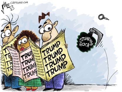 Political cartoon U.S. news Donald Trump Dakota Access Pipeline