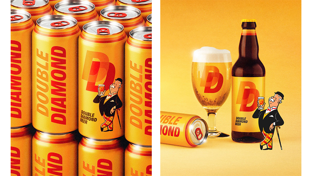 Double Diamond beer rebrand brings back the striking italicised uppercase font