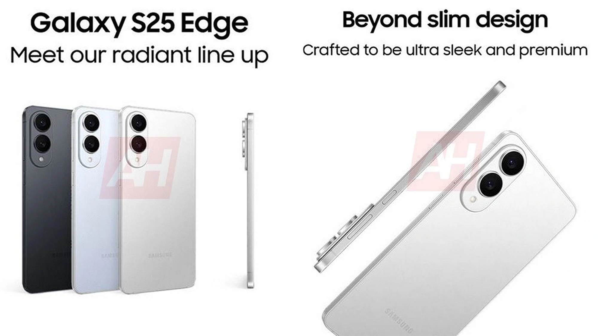 Leaked promotional images of the Samsung Galaxy S25 Edge via Android Headlines