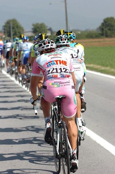 Maglia rosa wearer Danilo Di Luca in action during stage 10.