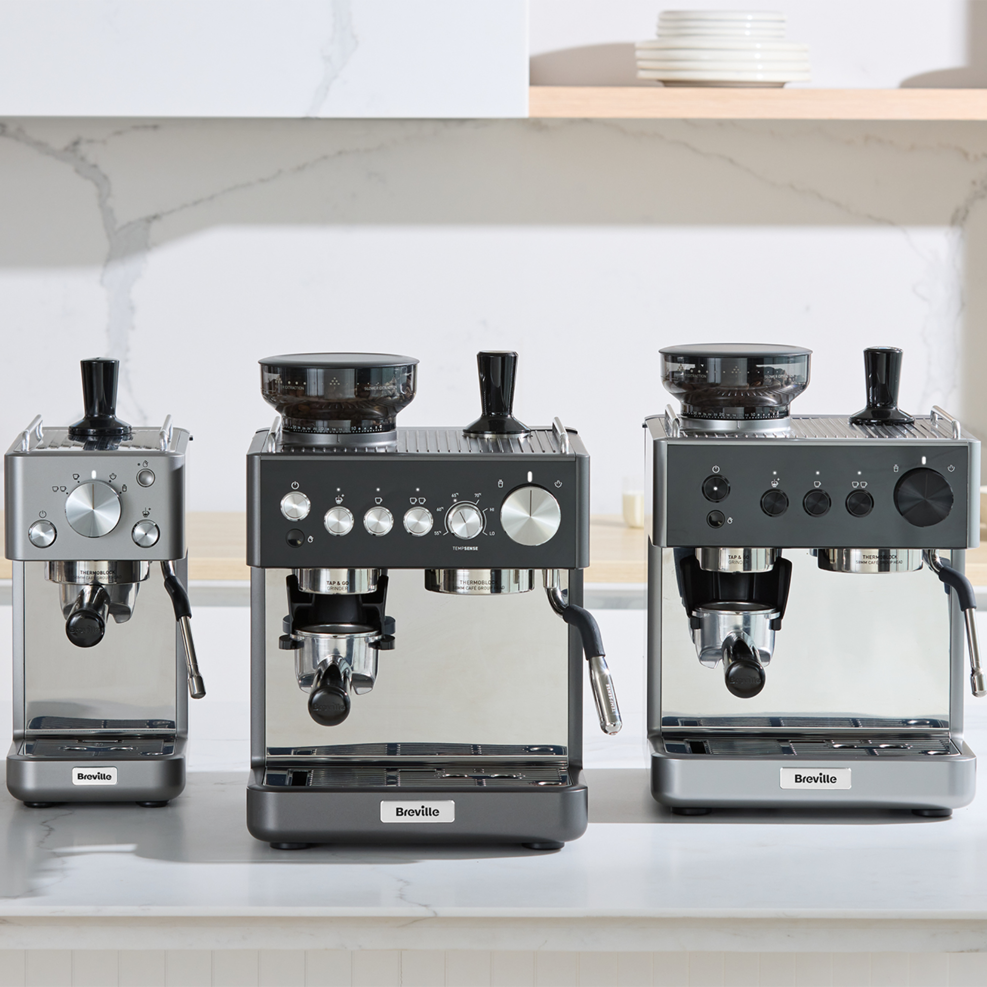 New Breville espresso machines on countertop